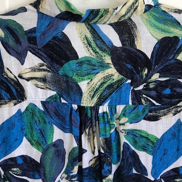 TIME and TRU Linen Button Down Tropical Floral Shirt Women’s Size XL Size 2X - Picture 6 of 15